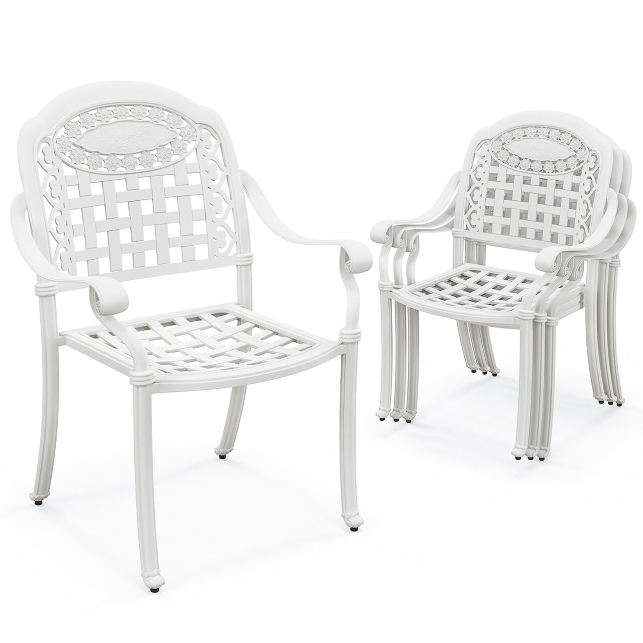 4 Pieces Cast Aluminum Patio Chair Bistro Dining Chair Outdoor Cast Aluminum Chair